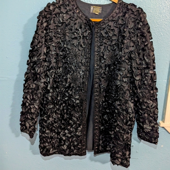Pinky Creations Elegant Black Textured Jacket - Picture 1 of 6